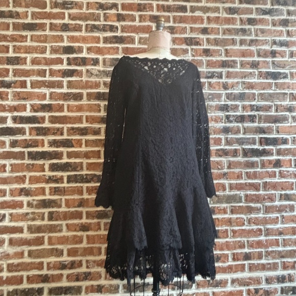 Double Ruffle Lace Dress in Black - Picture 13 of 15